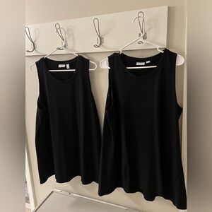 Set of 2 LOGO French Terry Tank w/ Hi-Low Hem & Pockets - Black XL